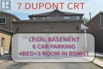 7 Dupont Crt, Brampton, Ontario L6Y 3M1, 4 Bedrooms Bedrooms, 10 Rooms Rooms,4 BathroomsBathrooms,All Houses,Sold,Dupont,W9271715