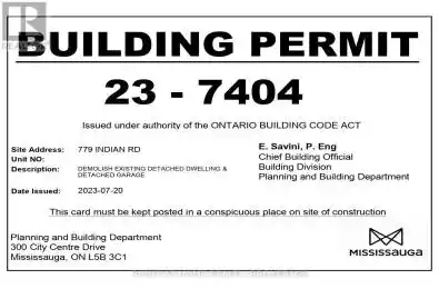 779 Indian Road Mississauga (Lorne Park) Ontario L5H1R4